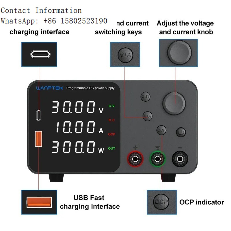 Programmable Dc Power Supply 30V 10A - مصدر طاقة TPS3010 30 فولت 10
