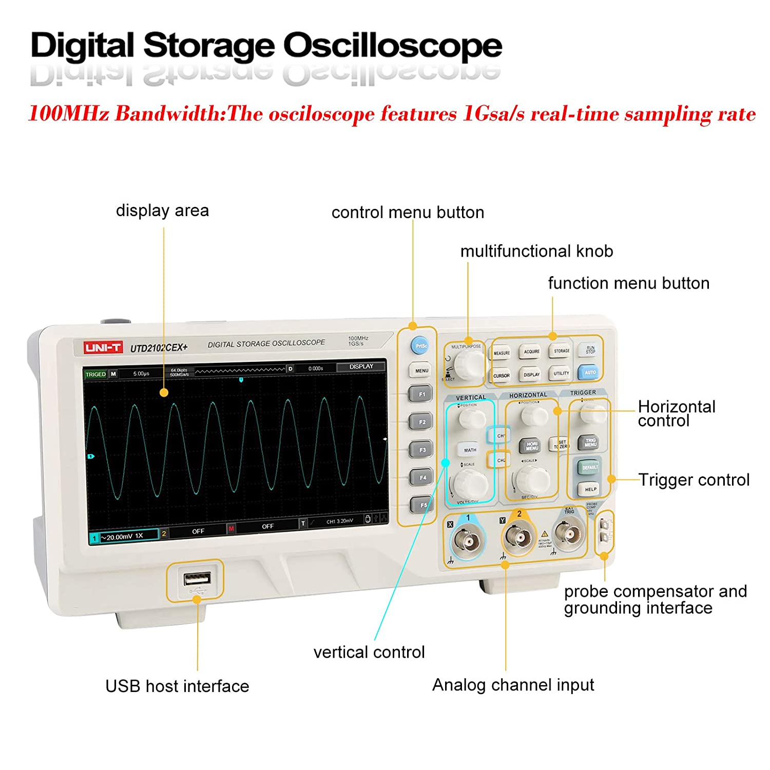 جهاز راسم موجات رقمي عالي الدق - مراجعة Digital Storage Oscilloscope 100Mhz وسعره